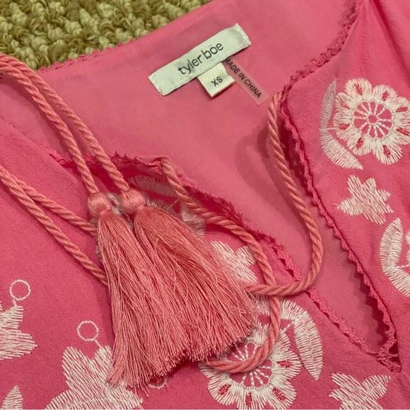 Tyler Böe Holly Embroidered Skimmer Dress Cheeky Pink XS NWT - Picture 8 of 11